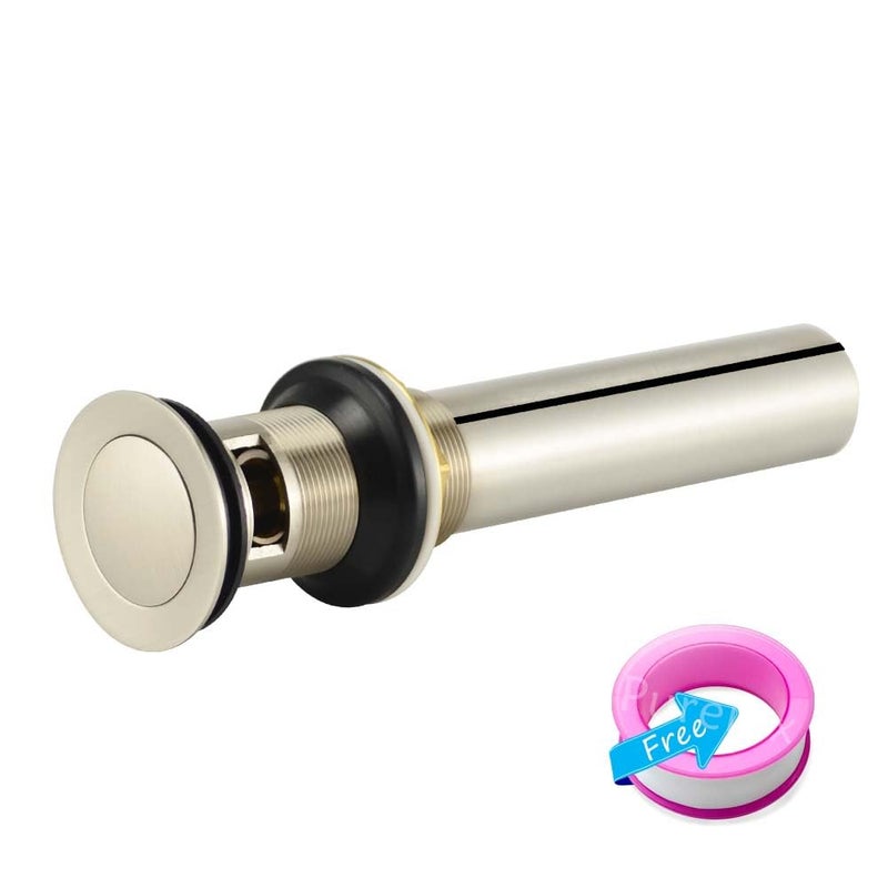 Purelux Bathroom Sink Drain Stopper Faucet Vanity Sink Pop Up Drain Assembly with Overflow, Brushed Nickel Finish - Image 4